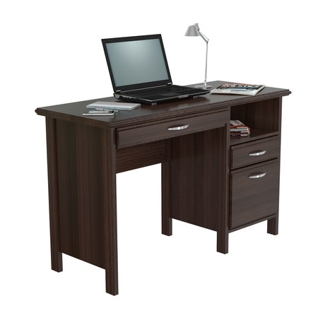 Inval Computer Desk 47 in. W Rectangular Espresso 2 Drawer with Keyboard Tray ES-2403